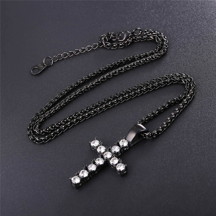 Cubic Zirconia Cross Necklace Pendant for Men/Women