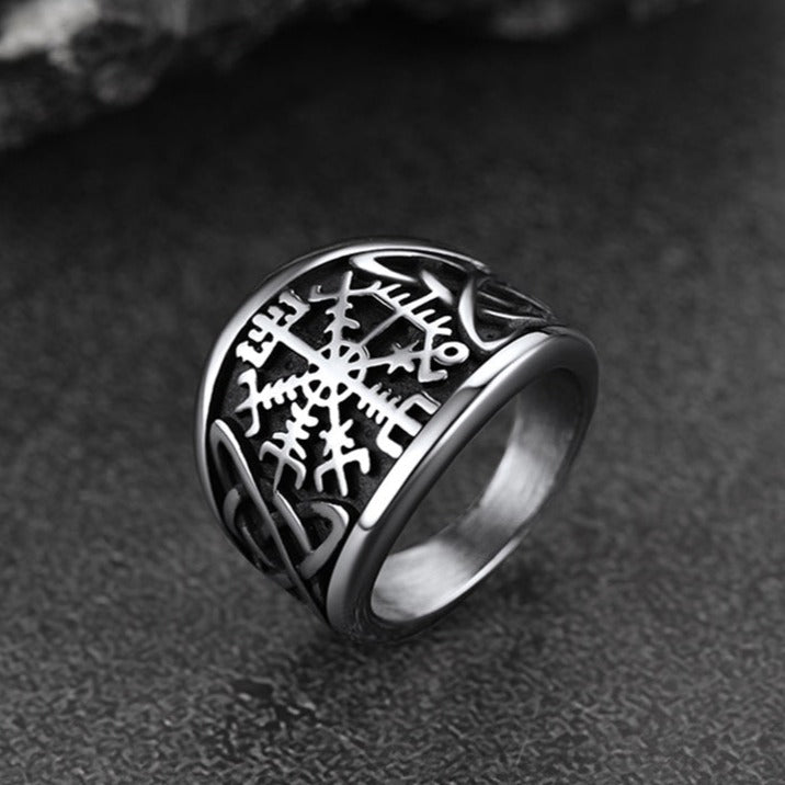 Viking Compass Ring with Celtic Knot for Men