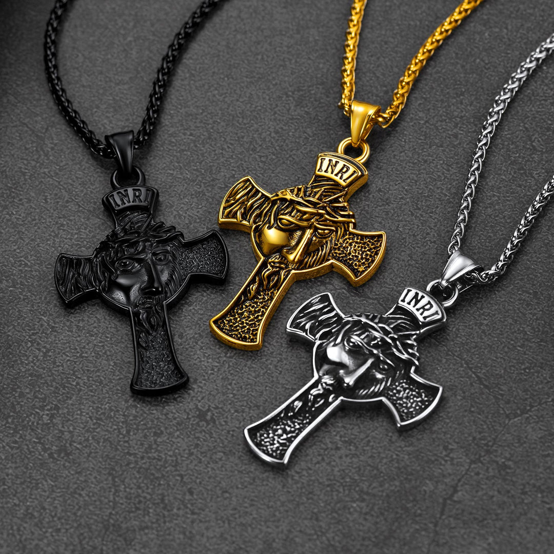 Flash Sale Christian Christ Jesus Face Crucifix Cross Pendant Necklace