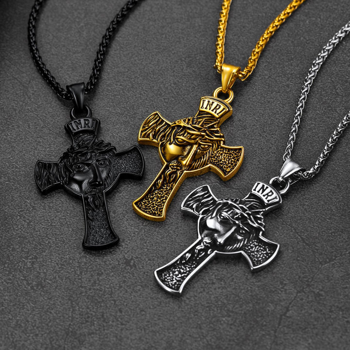 Flash Sale Christian Christ Jesus Face Crucifix Cross Pendant Necklace