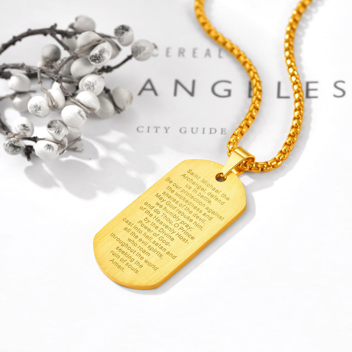 The Archangel Saint Michael Dog Tag Necklace for Men