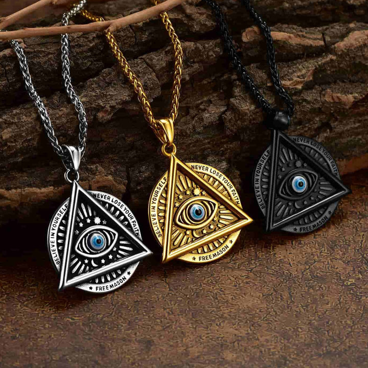 Masonic Triangle All Seeing Eye Necklace For Men