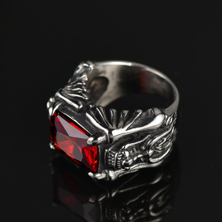 Flash Sale Gothic Ruby Dragon Ring Stainless Steel