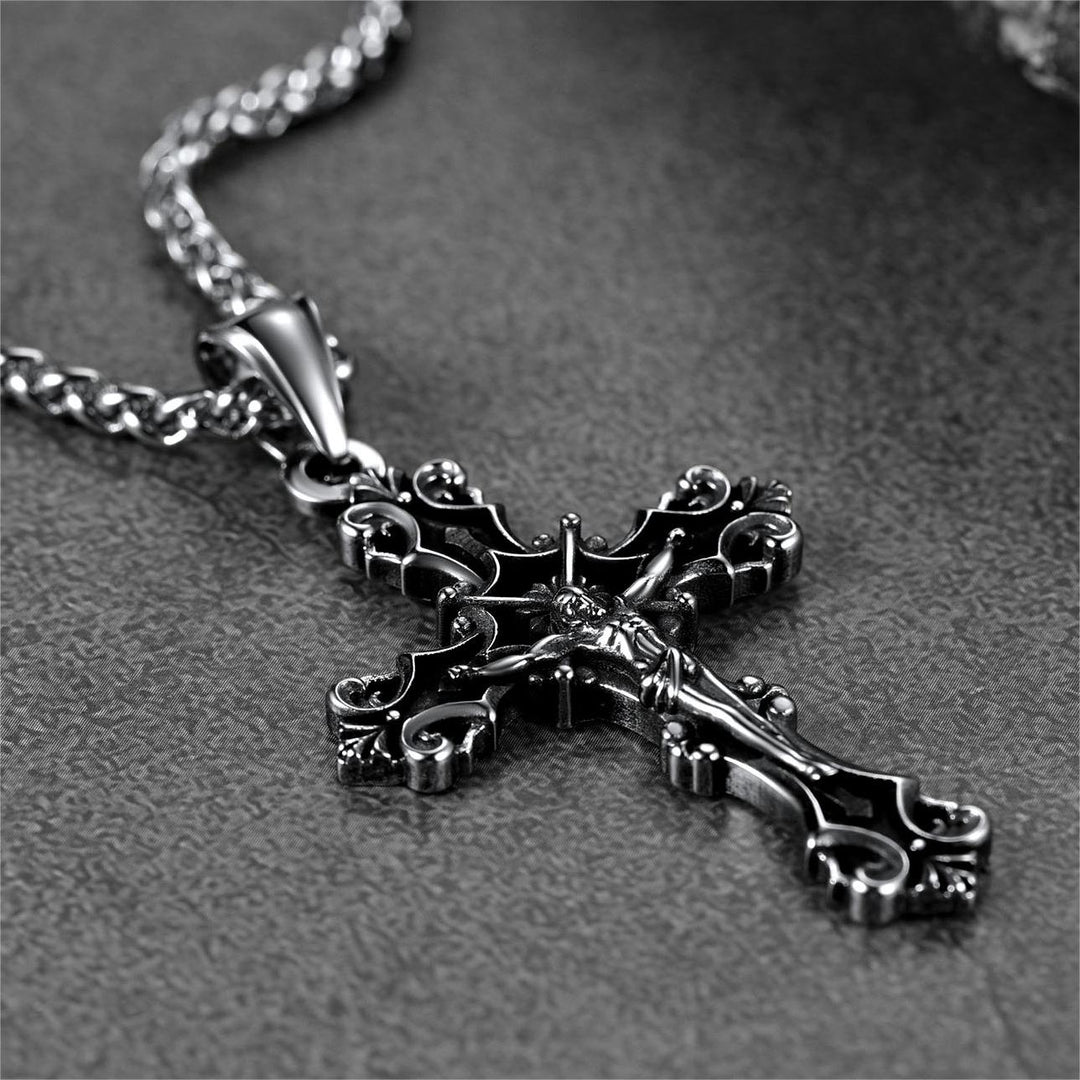 Vintage Crucifix Cross Necklace Jesus Pendant For Men