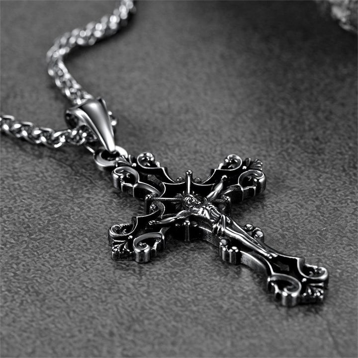 Vintage Crucifix Cross Necklace Jesus Pendant For Men