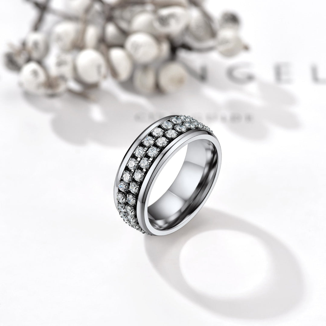 CZ Diamond Fidget Anxiety Band Ring for Men