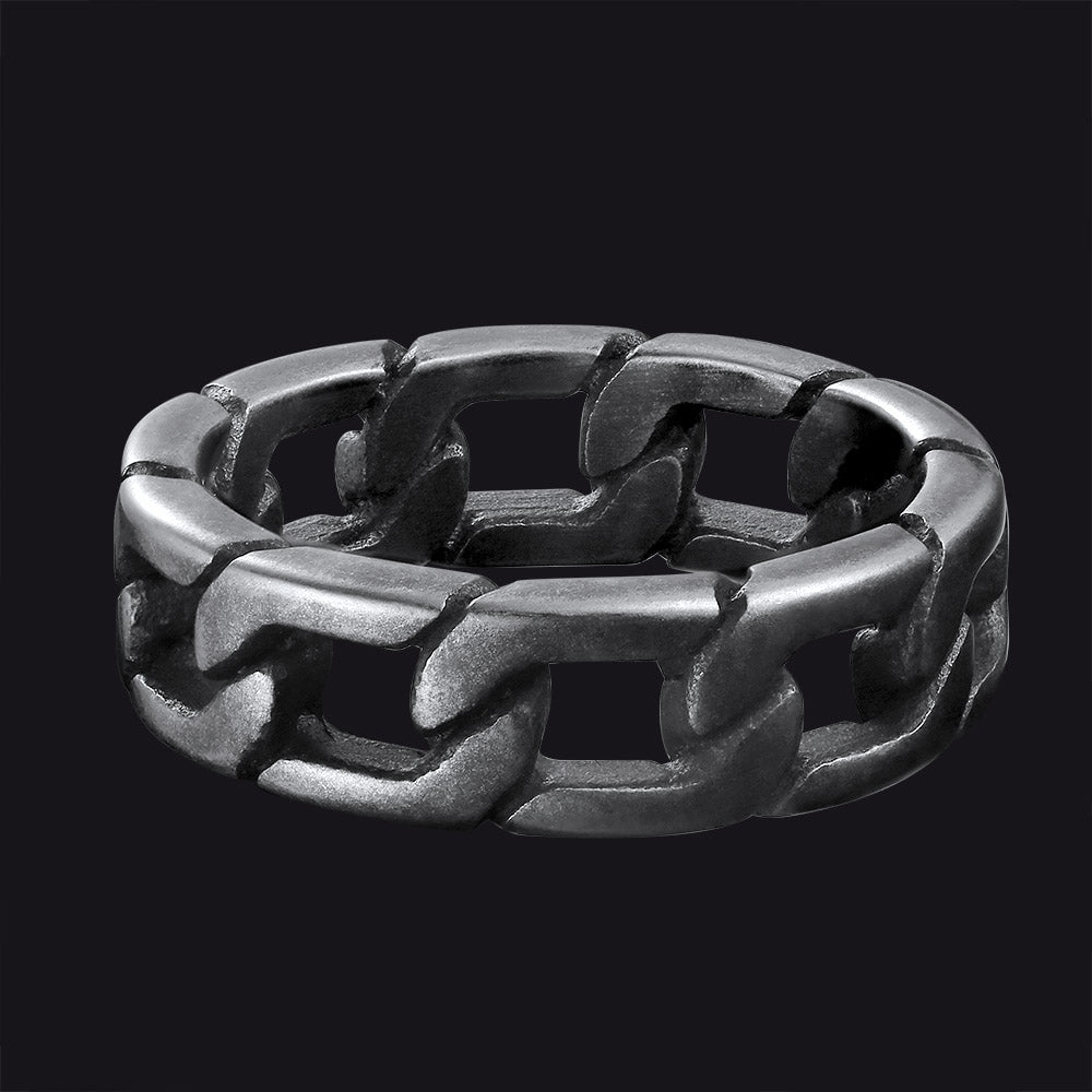 Chunky Cuban Link Chain Ring For Men Stainless Steel