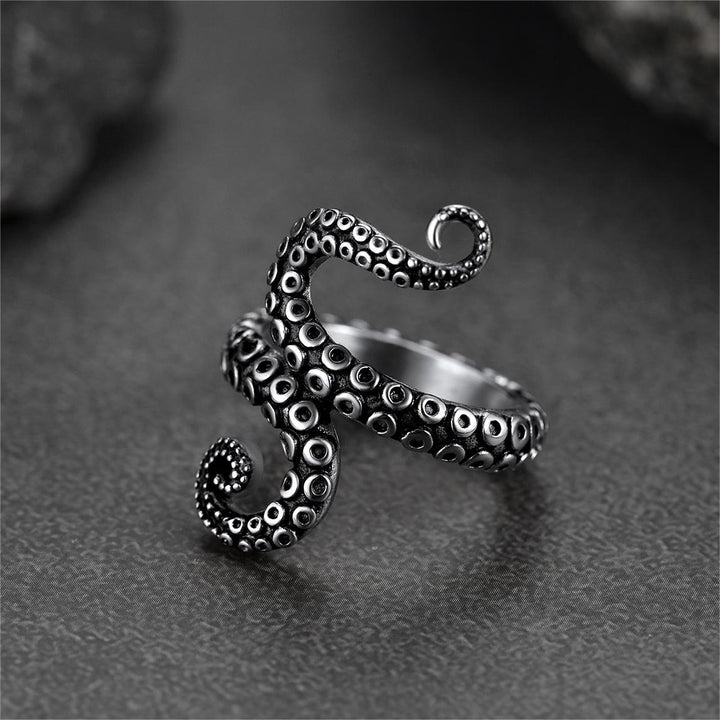 Punk Octopus Tentacle Ring For Men in Stainless Steel