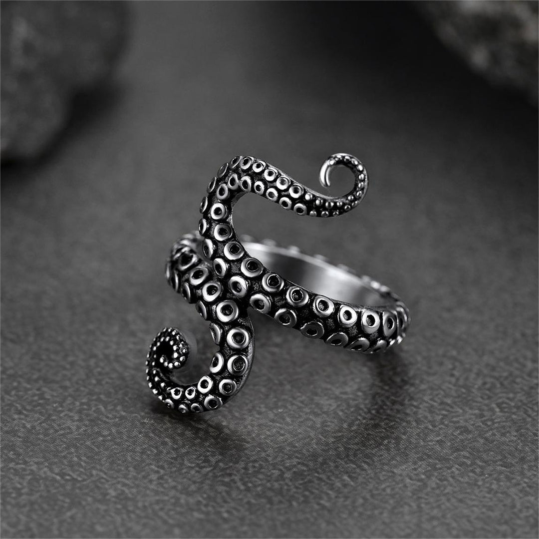 Punk Octopus Tentacle Ring For Men in Stainless Steel