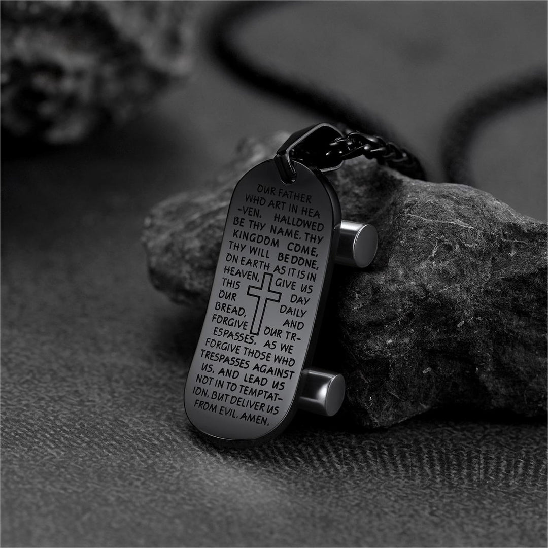 Christian Lord's Prayer Skateboard Necklace Pendant for Men