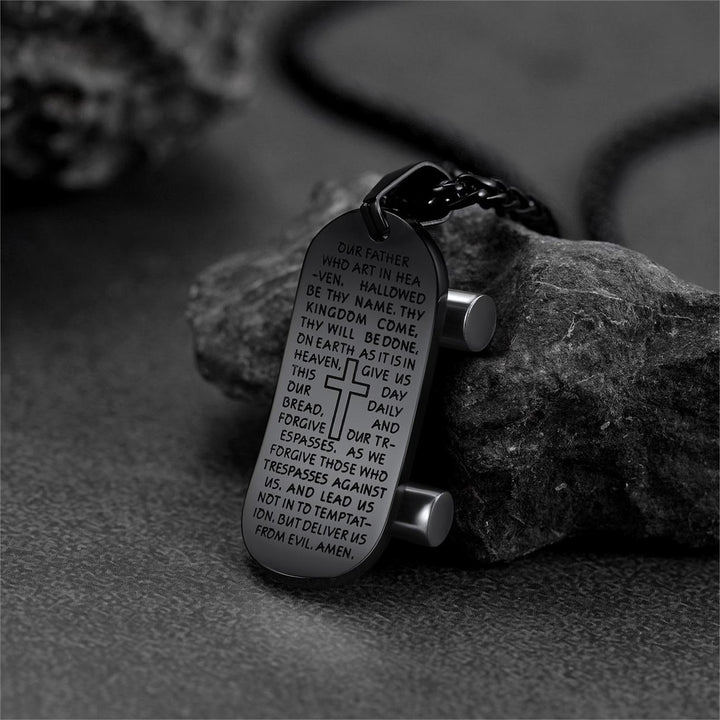 Christian Lord's Prayer Skateboard Necklace Pendant for Men
