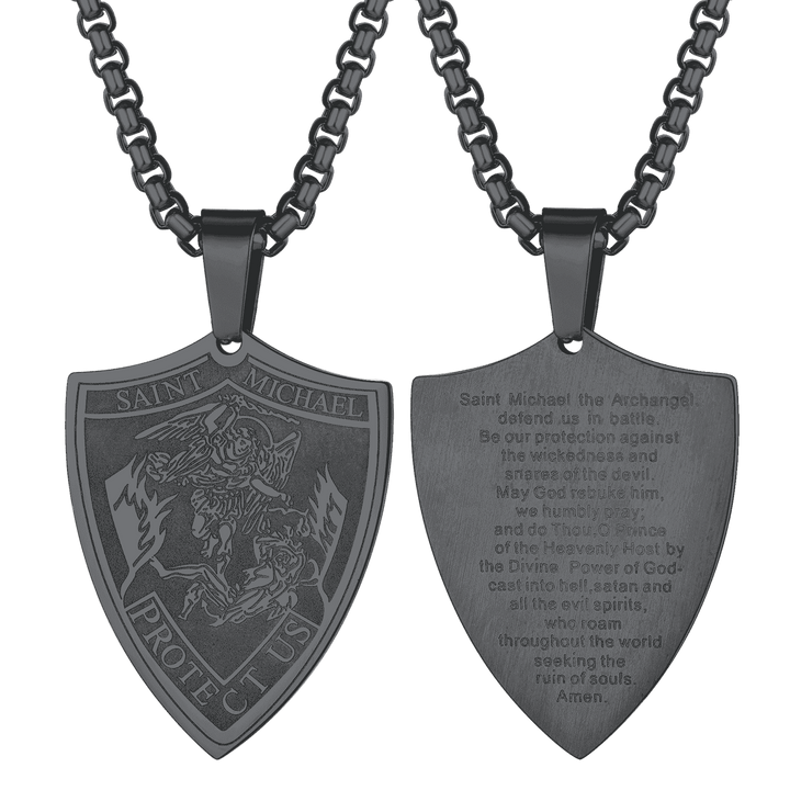 Saint Michael Necklace Shield Archangel Protection Pendant For Men