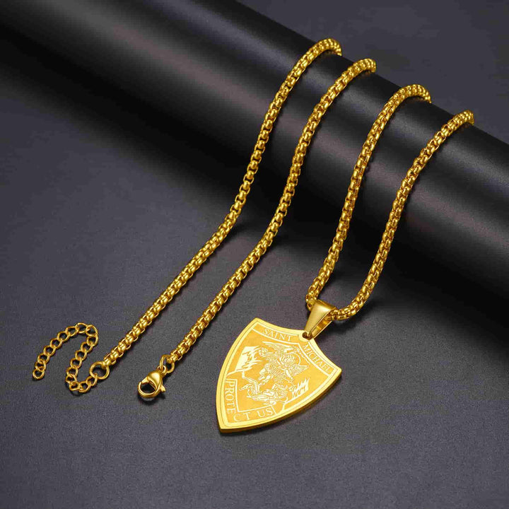 Saint Michael Necklace Archangel Shield Pendant for Men