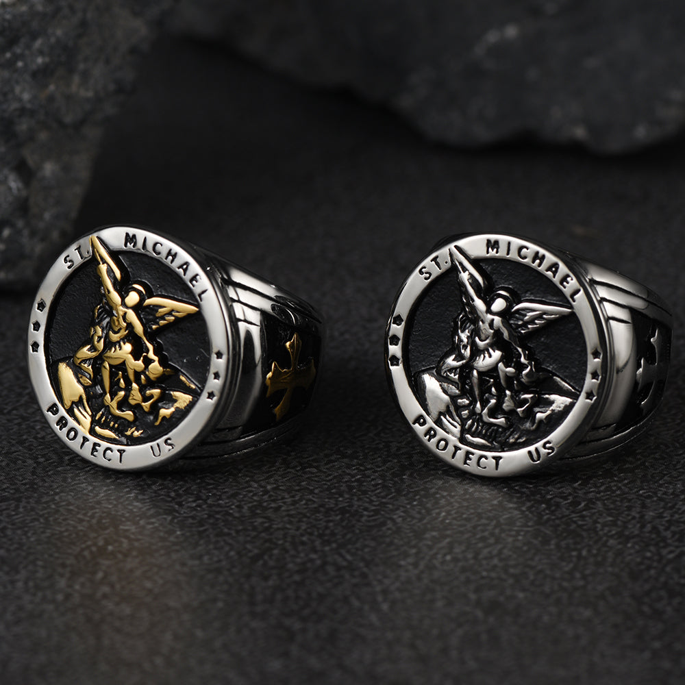 Flash Sale Archangel Saint Michael Protect US Ring for Men