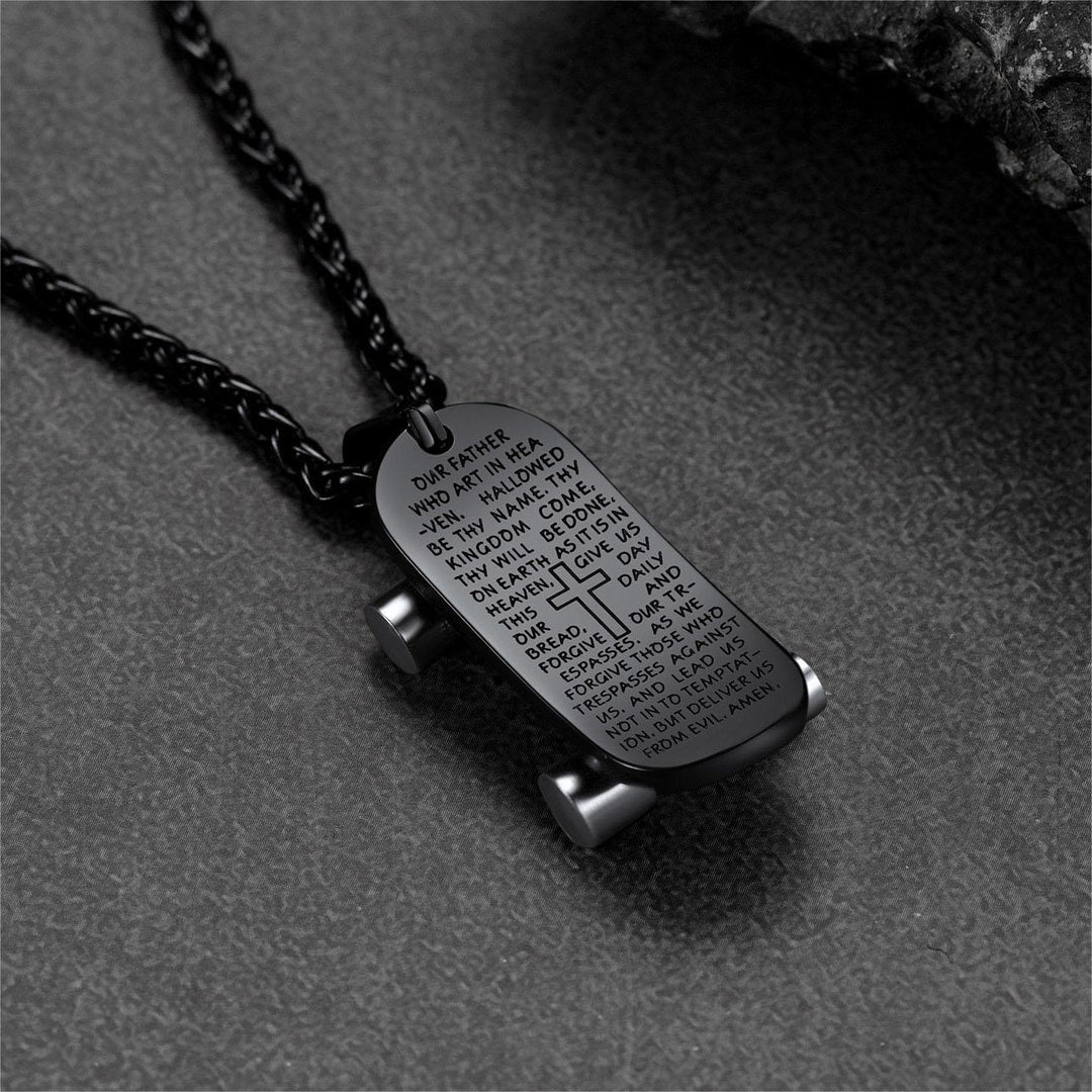 Christian Lord's Prayer Skateboard Necklace Pendant for Men
