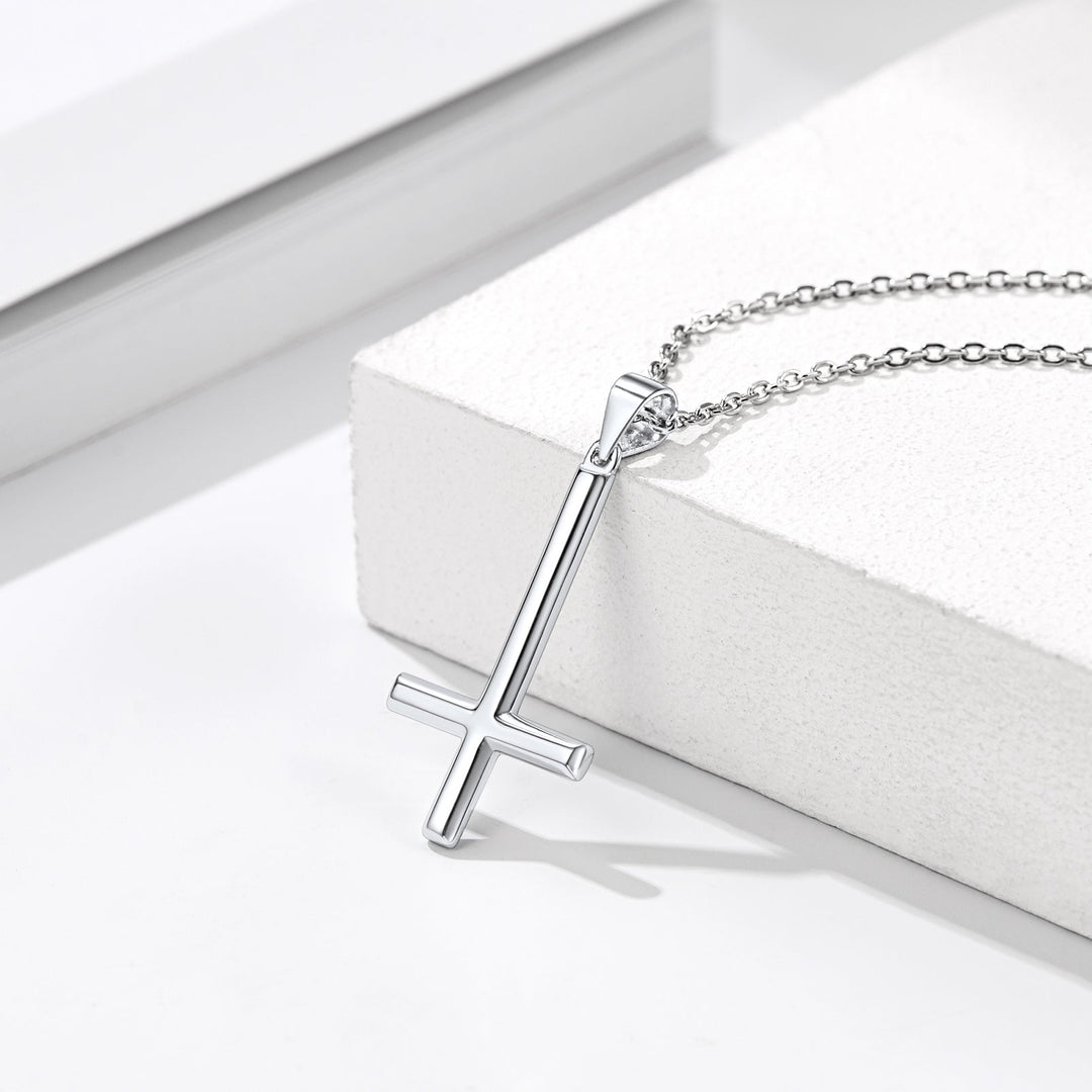 925 Sterling Silver Upside Down Inverted Cross Necklace for Women Men