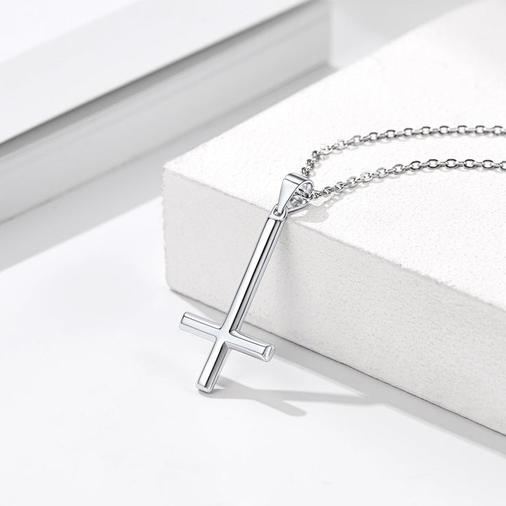 925 Sterling Silver Upside Down Inverted Cross Necklace for Women Men