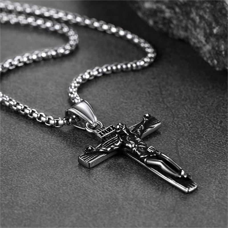 Catholic Crucifix Cross Necklace Jesus Pendant For Men Women