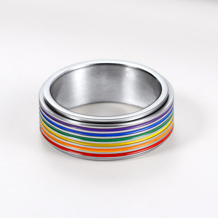 LGBT Pride Rainbow Ring Anxiety Fidget Ring Spinner