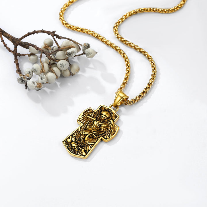 Archangel St. Michael Cross Necklace Protection Pendant
