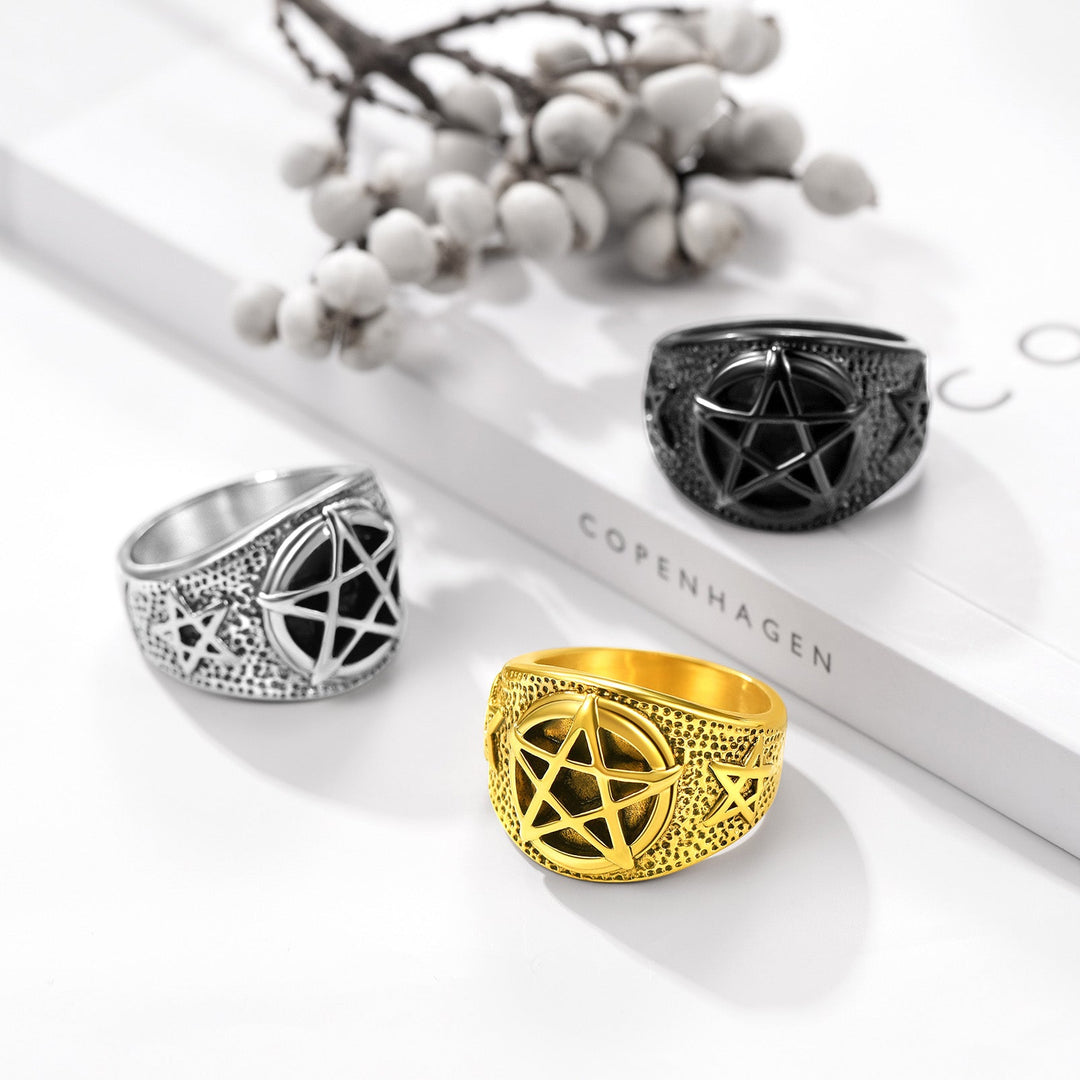 Vintage Pentagram Ring Stainless Steel Ring For Men