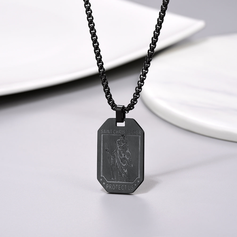 St. Christopher Dog Tag Necklace for Men