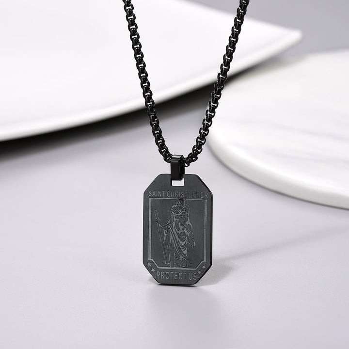 St. Christopher Dog Tag Necklace for Men