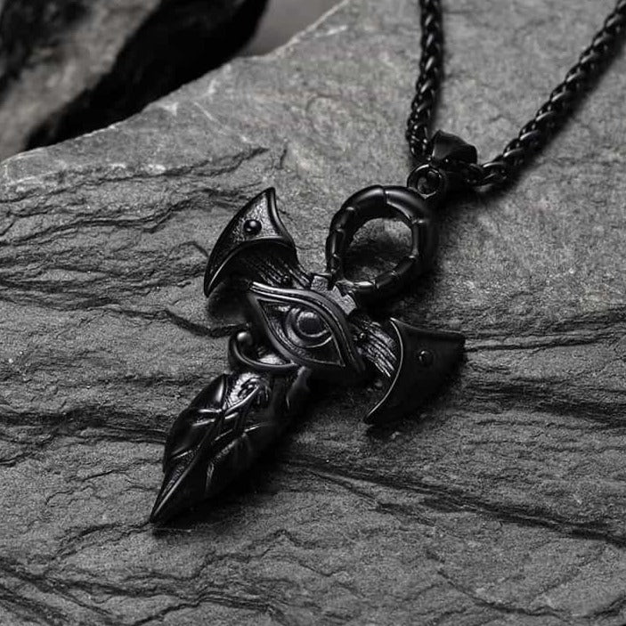 Egyptian Ankh Cross Necklace with Eye of Horus For Men