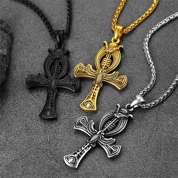 Flash Sale Egyptian Ankh Cross Necklace with Eagle For Men