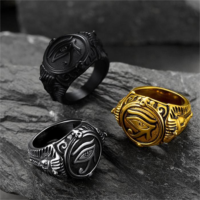 Ancient Egyptian Eye of Ra Signet Ring Jewelry For Men