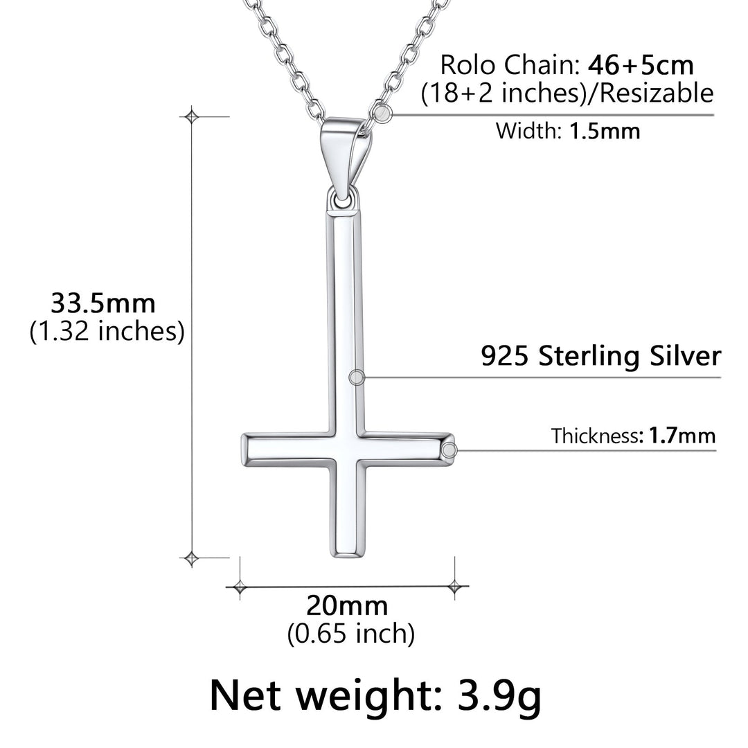 925 Sterling Silver Upside Down Inverted Cross Necklace for Women Men