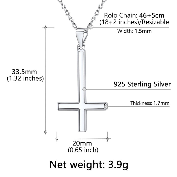 925 Sterling Silver Upside Down Inverted Cross Necklace for Women Men