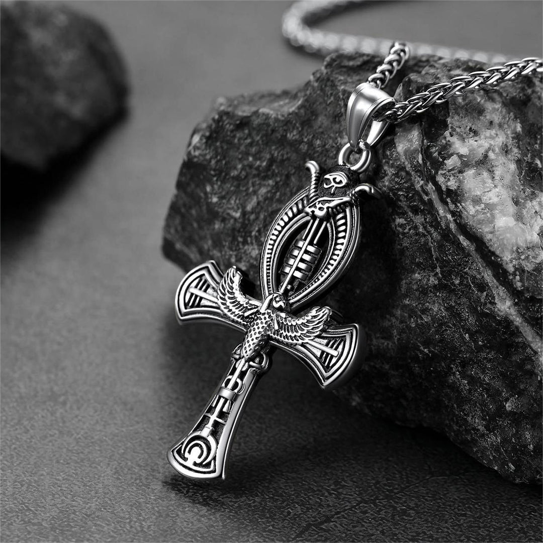Flash Sale Egyptian Ankh Cross Necklace with Eagle For Men