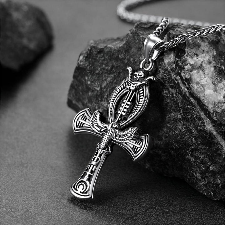 Flash Sale Egyptian Ankh Cross Necklace with Eagle For Men
