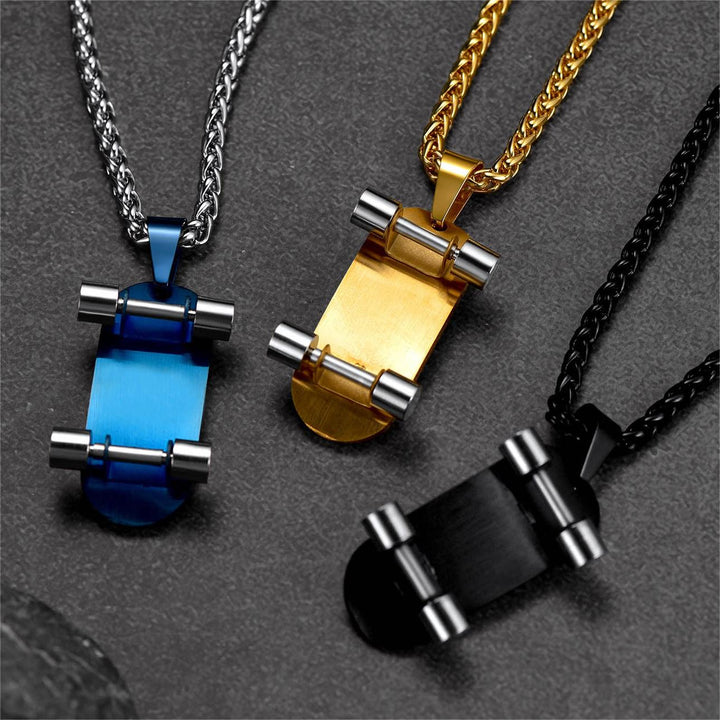 Christian Lord's Prayer Skateboard Necklace Pendant for Men