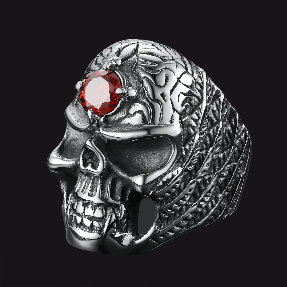 Flash Sale Gothic Skull Ring with Red Gem Forehead for Men/Women