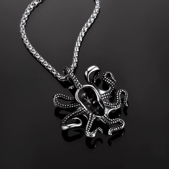 Gothic Octopus Skull Necklace For Men