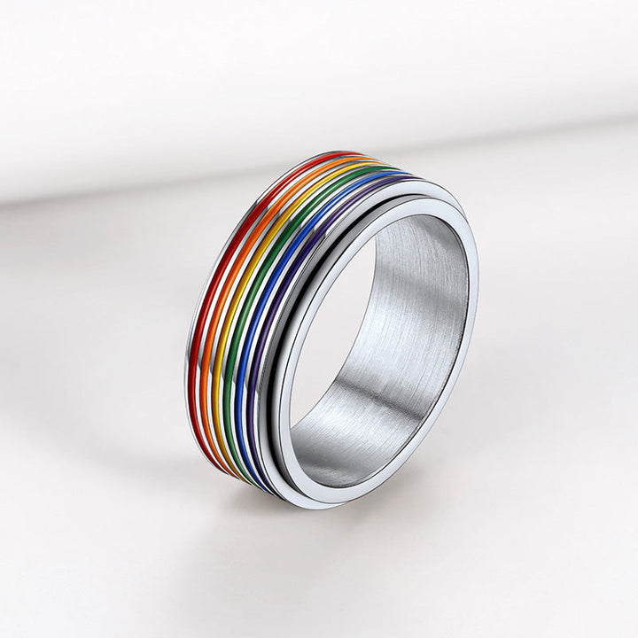 LGBT Pride Rainbow Ring Anxiety Fidget Ring Spinner
