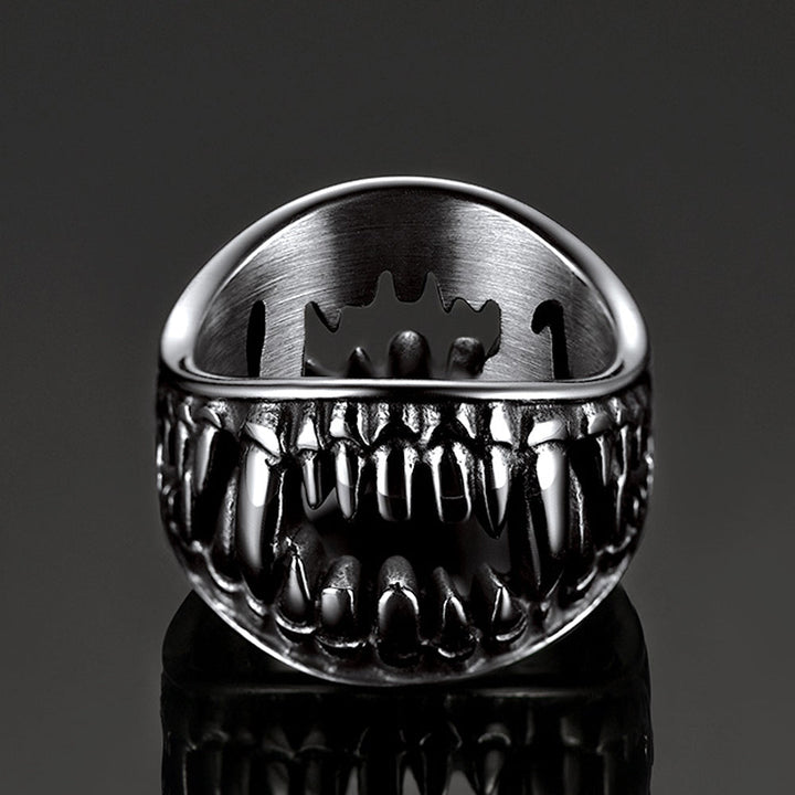 Gothic Punk Vampire Fang Teeth Ring For Men