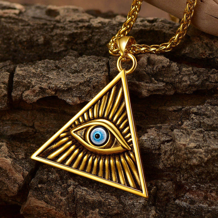 Triangle All Seeing Third Eye Pendant Necklace For Men