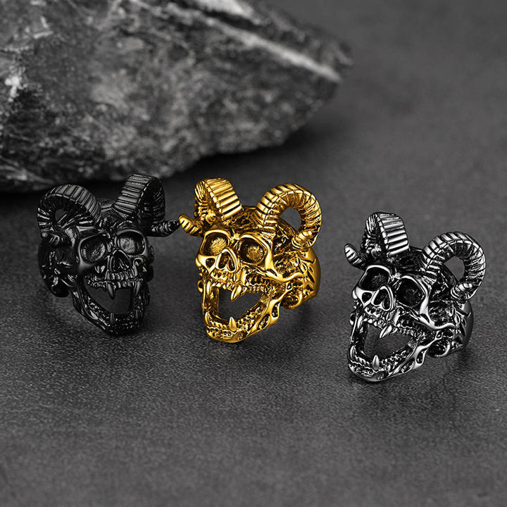 Satanic Baphomet Goat Skull Ring For Men