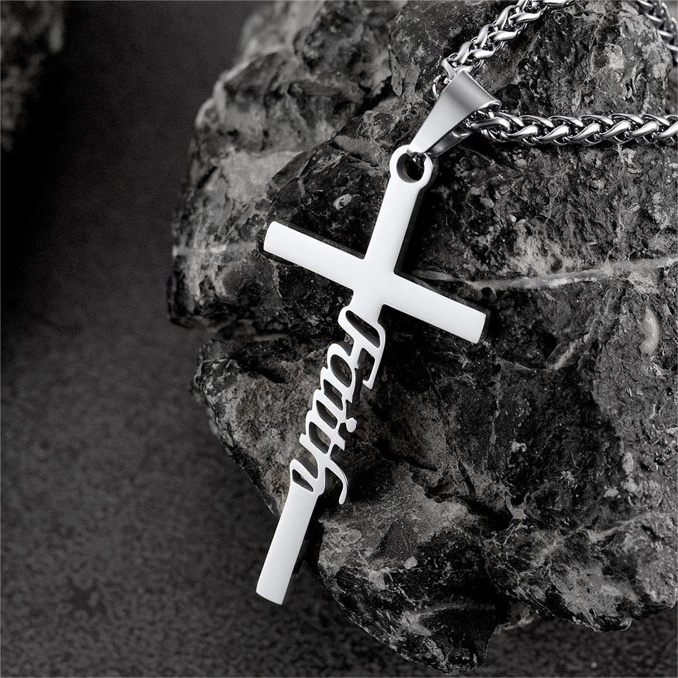 Christian Faith Cross Necklace Pendant for Men Women