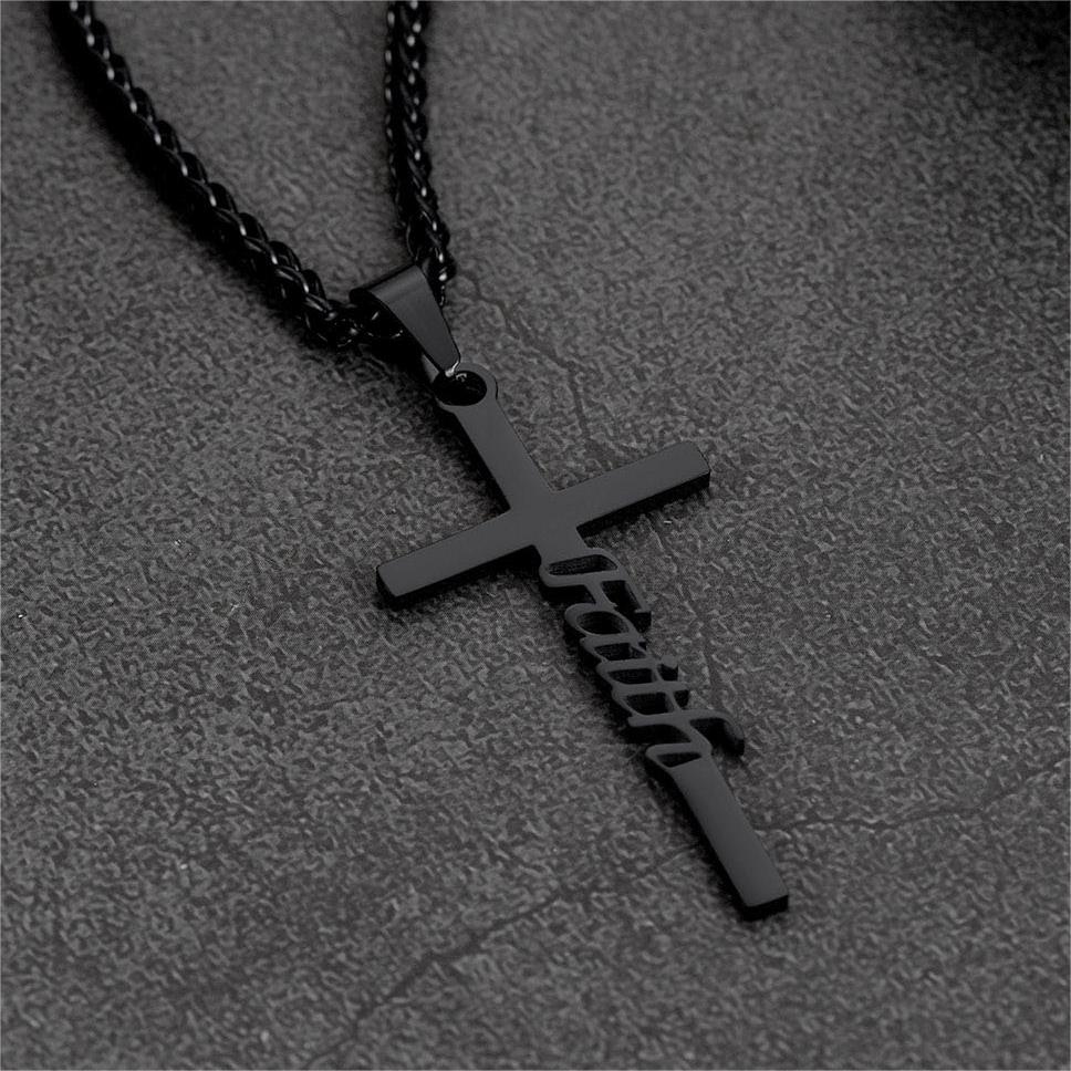 Christian Faith Cross Necklace Pendant for Men Women