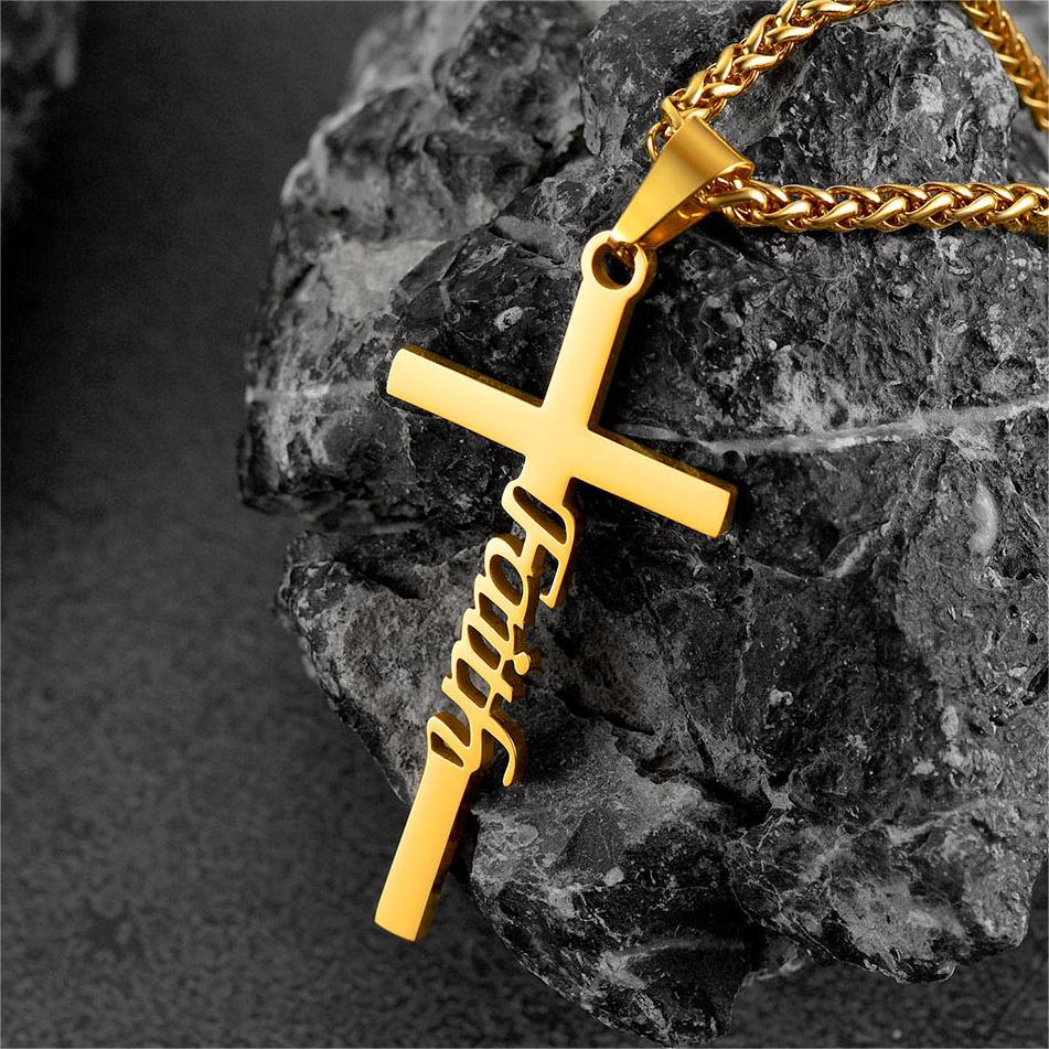 Christian Faith Cross Necklace Pendant for Men Women