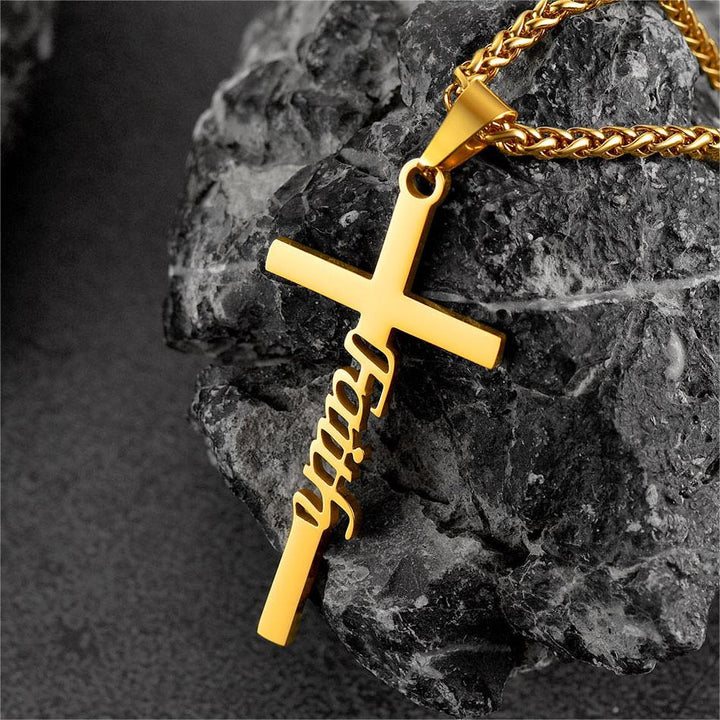 Christian Faith Cross Necklace Pendant for Men Women