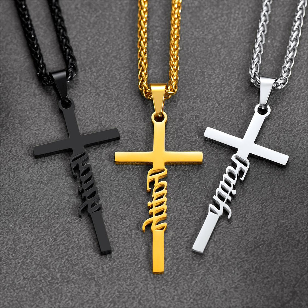 Christian Faith Cross Necklace Pendant for Men Women