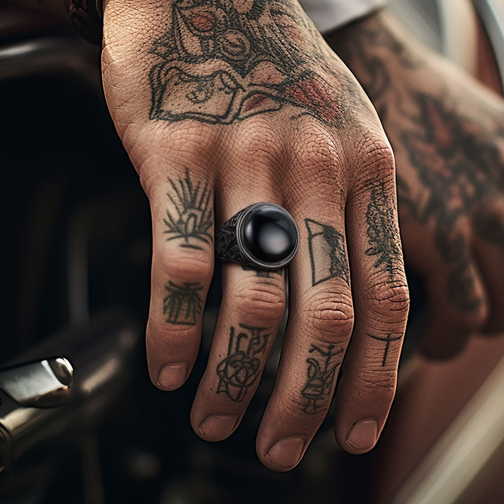 Vintage Masonic Black Onyx Ring for Men Father