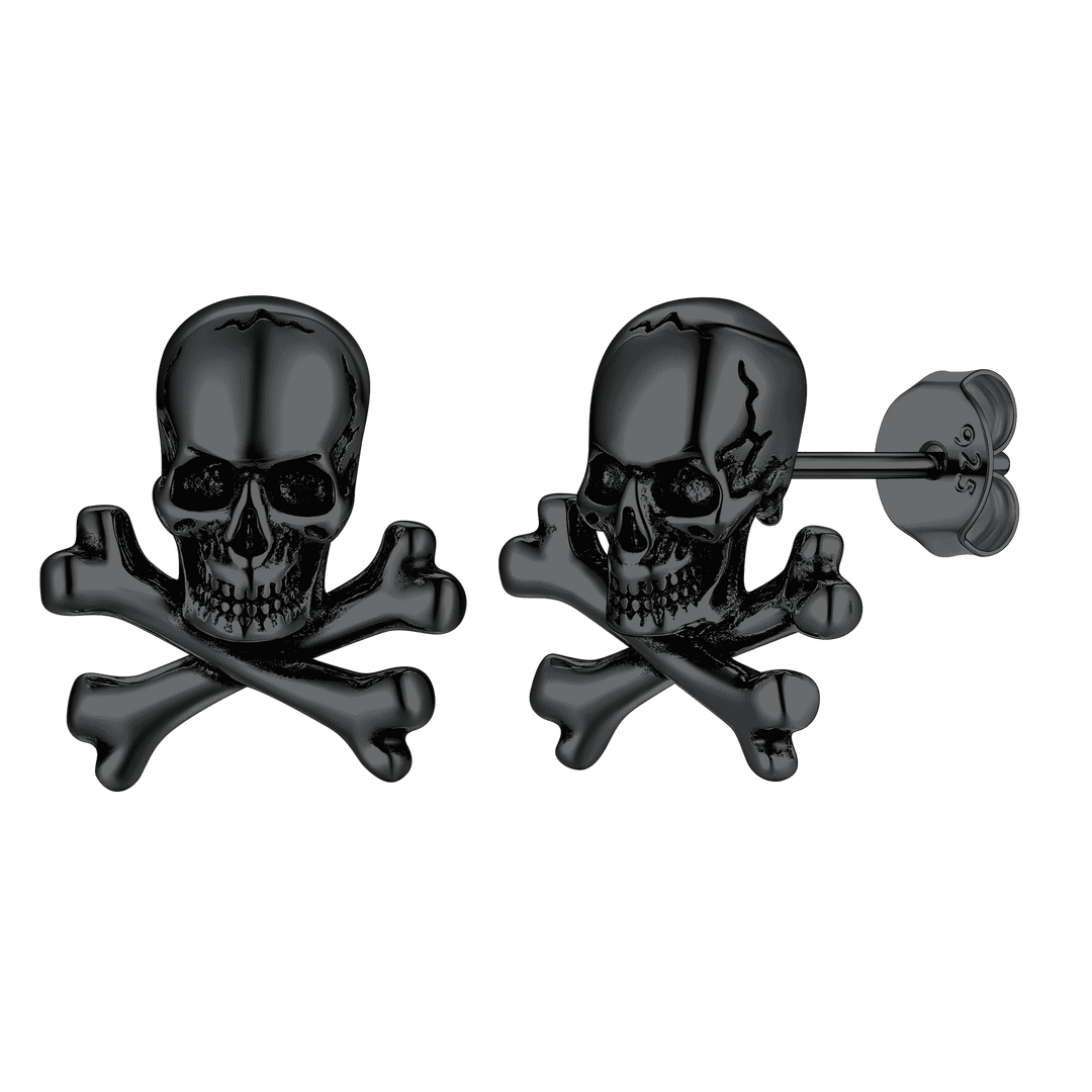 Punk Skull Crossbones Stud Earrings For Men