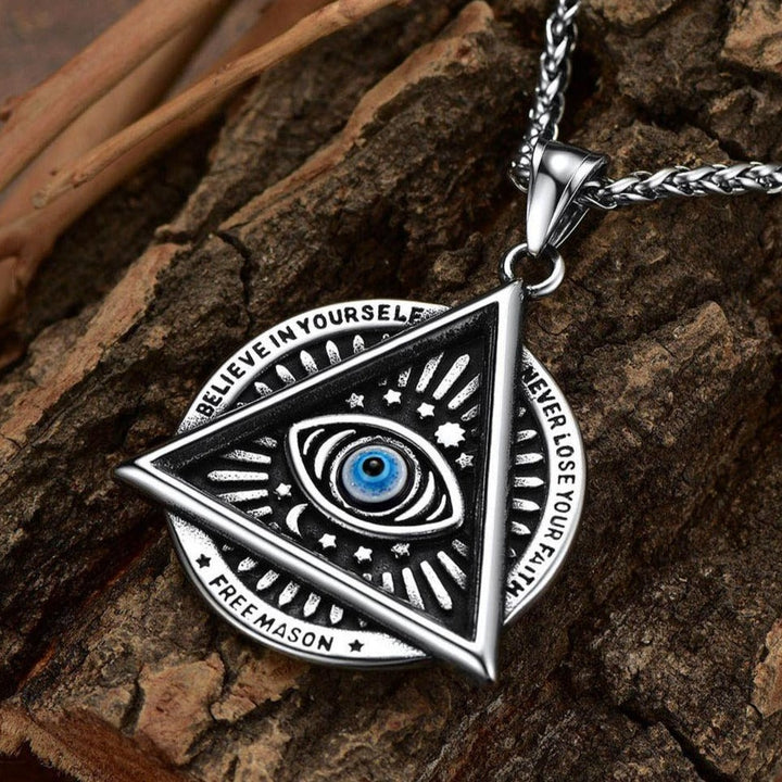 Masonic Triangle All Seeing Eye Necklace For Men
