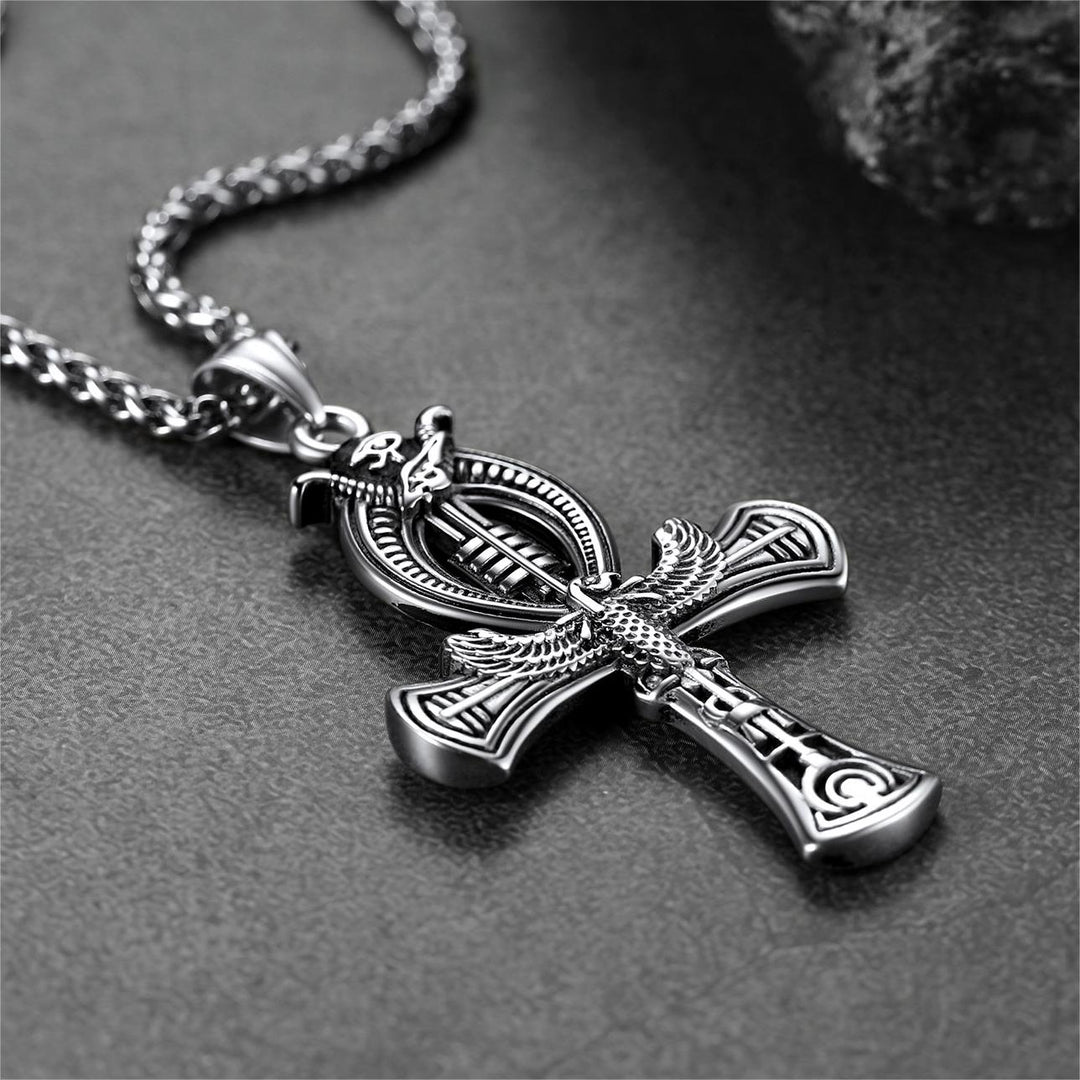 Flash Sale Egyptian Ankh Cross Necklace with Eagle For Men